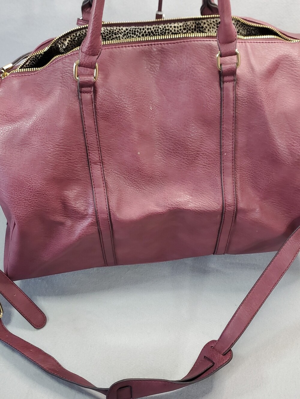 Sole/Society Faux Leather Weekender Bag - Plum - Picture 6 of 9